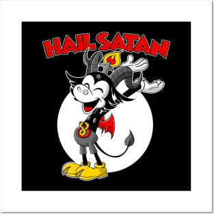 Blackcraft cute Baphomet Retro Cartoon Hail Satan Posters and Art